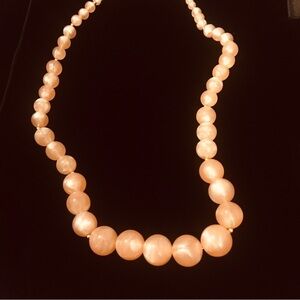 Monet Peachy Pink Long Beaded Sweater Necklace